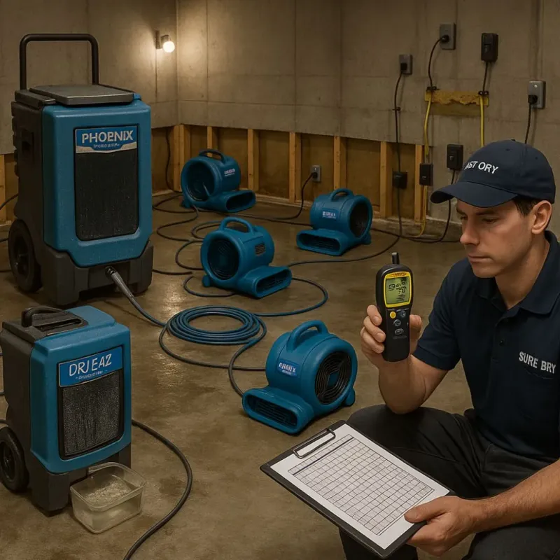 Structural Drying and Dehumidification process in Brooklyn, WI